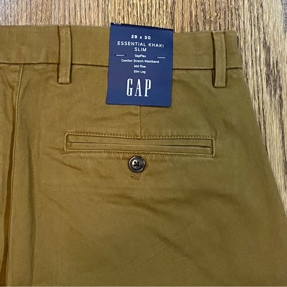 GAP Essential Khaki Slim Leg GapFlex Mid Rise Palomino Brown 29x30 Stretch Waist - Picture 3 of 6